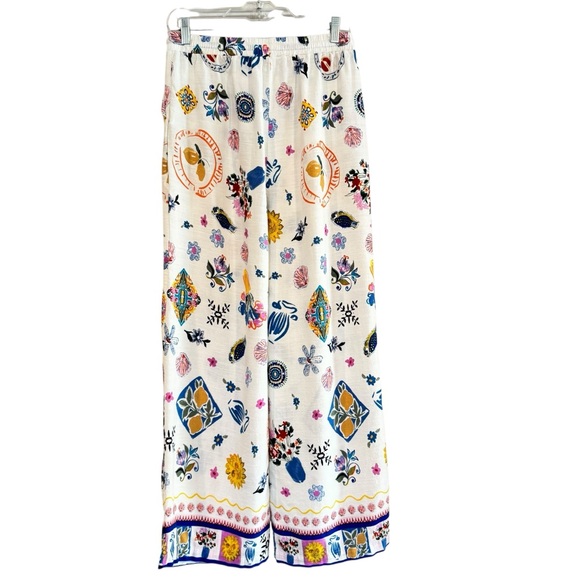 Label Of Love Anthropologie Womens M Tropical Wide Leg Linen Blend Resort Pants - Picture 5 of 16